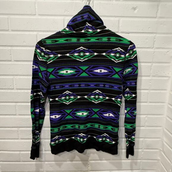 Lauren Ralph Lauren Active Aztec Southwest Thermal Cowl Neck Sweatshirt Top Med - Picture 5 of 13